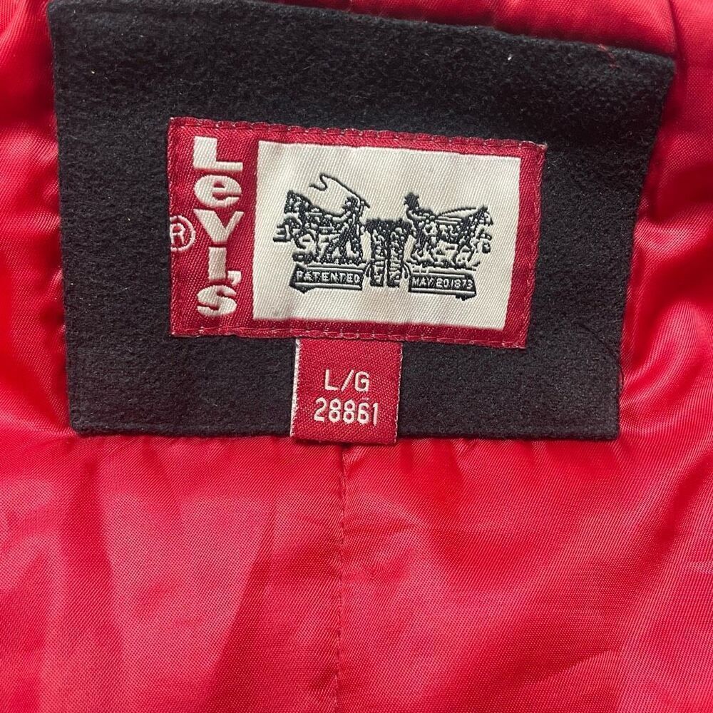Levis Vintage Trucker Jacket Fleece Men Large Black Mock Neck Full Zip Snap Butt - Picture 3 of 10